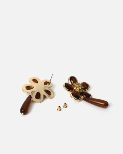 Pendientes largos flor