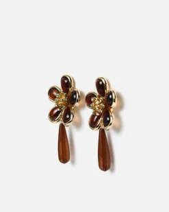 Pendientes largos flor