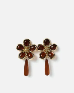 Pendientes largos flor
