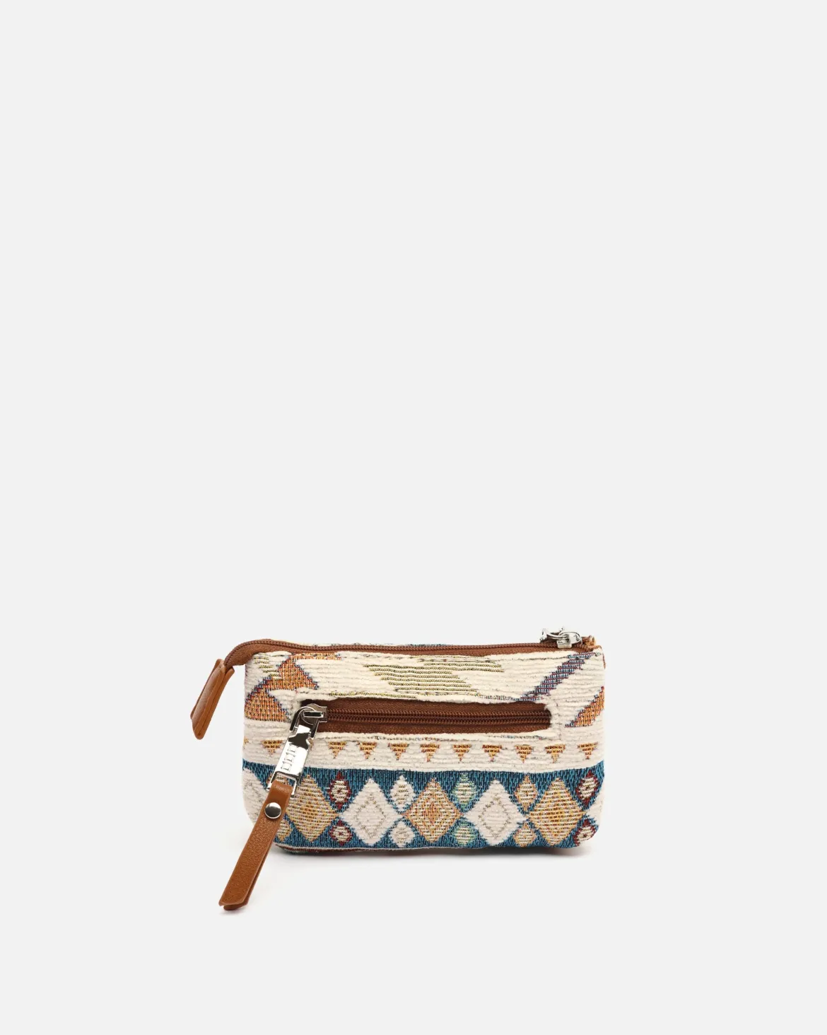 Portamonedas con cierre de cremallera y estampado jacquard