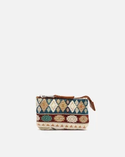 Portamonedas con cierre de cremallera y estampado jacquard