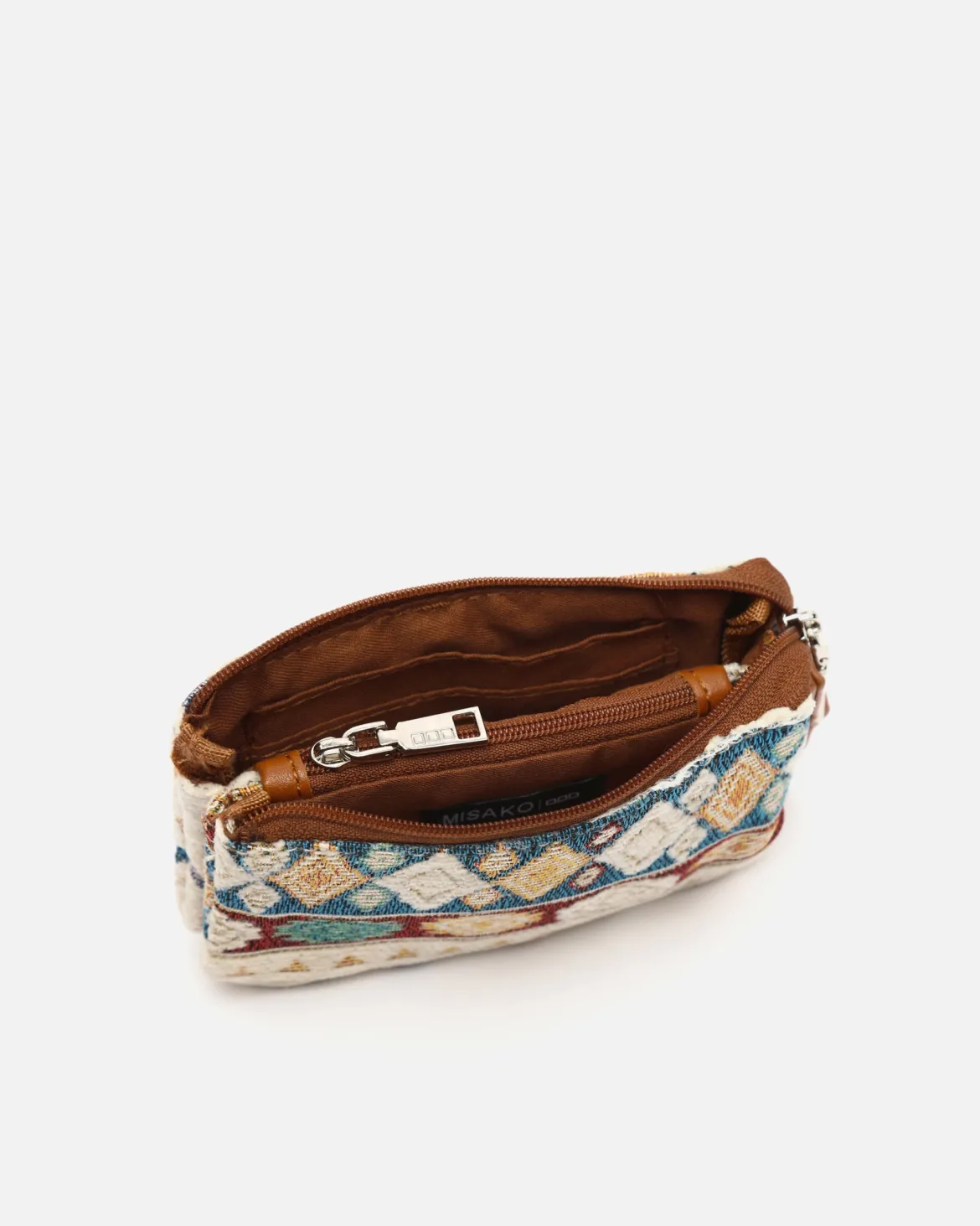 Portamonedas con cierre de cremallera y estampado jacquard