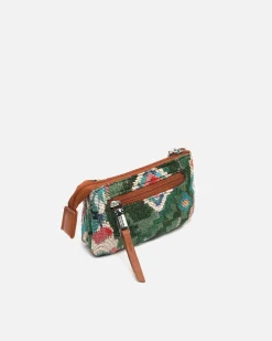 Portamonedas con cierre de cremallera estampado jacquard