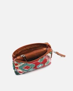 Portamonedas con cierre de cremallera estampado jacquard