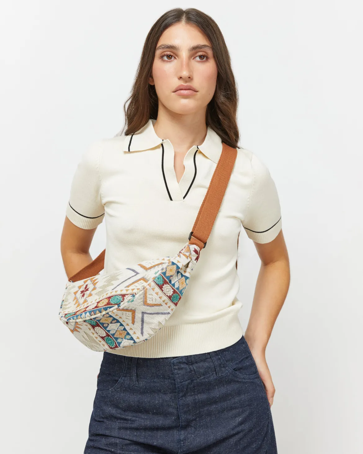Riñonera con estampado jacquard