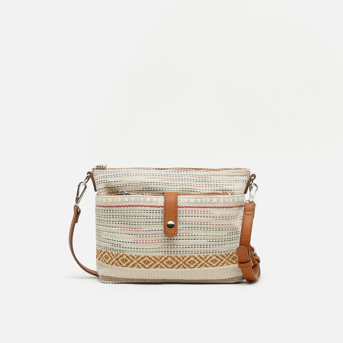 Bolso bandolera con estampado jacquard y neceser pequeño