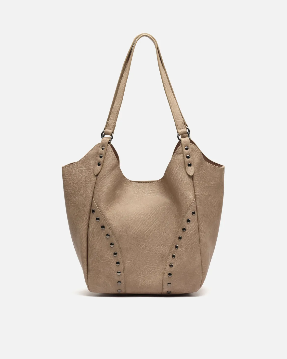 Bolso de hombro con neceser extraíble y detalles metálicos